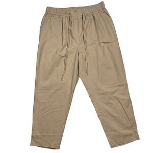 NWT Agnes Orinda Women’s Plus Size 2X Solid Beige Elastic Waist Pockets Pants